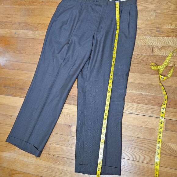 Men's Jeffery Banks 100% Wool dark preppy academia micro herringbone print suit - Picture 14 of 16